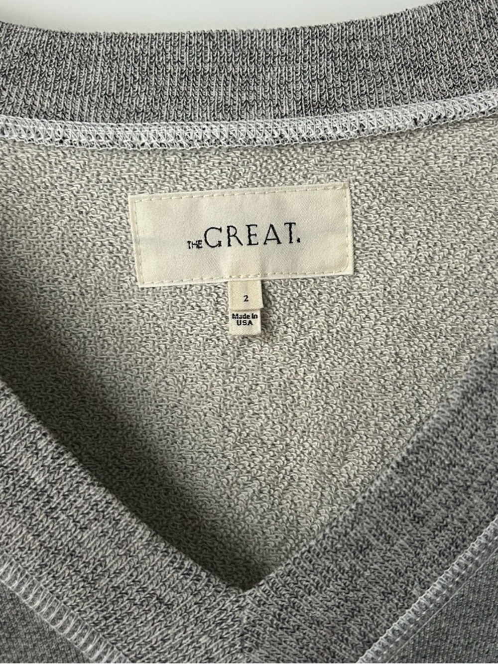 THE GREAT. Women’s Gray V-Neck Sweatshirt - Picture 3 of 3